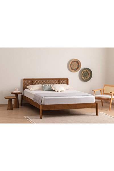 Vivense İZABELYA HAZERAN BAŞLIKLI AHŞAP KARYOLA, CEVİZ, 90x200