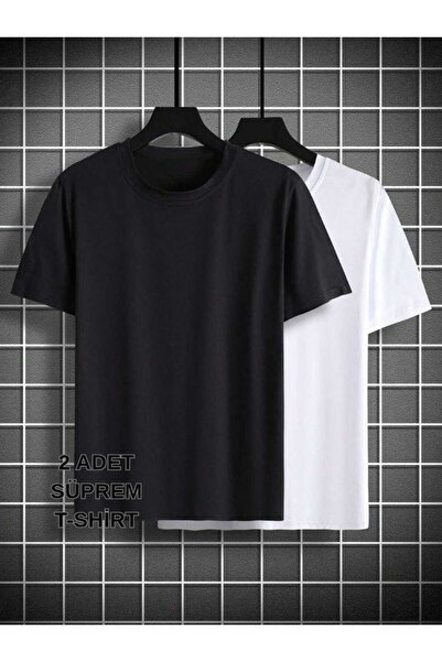 THE WHITE Ανδρικό μπλουζάκι μεγάλου μεγέθους 2 τεμαχίων υψηλής ποιότητας