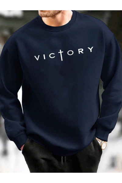 StartMore Navy Blue Unisex Women/Men Detailed Victory Special Printed Colorfu...
