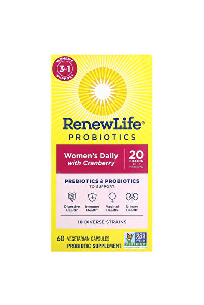 Renew Life , Probiotics, Women's Daily with Cranberry, 20 Billion CFU, 60 Veg...