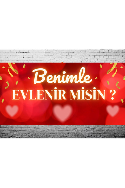 Home Evlilik Teklifi Pankartı, Benimle Evlenir Misin? 100x50 cm