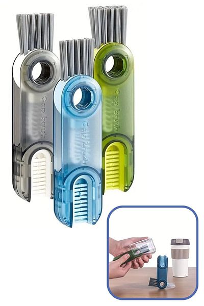 Buffer ®   3 functions practical bottle cleaning brush for kitchen bathroom car keyboard window grooves