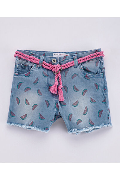 Minoti شورت جينز بحزام حبلي - أزرق