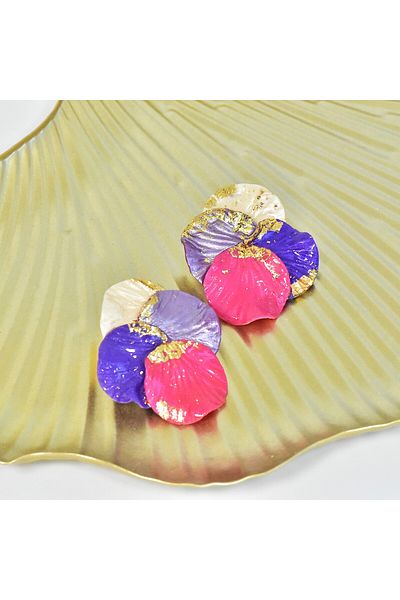 NARRU Handmade earrings, purple, pink, gold, Calisto