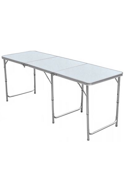 SERSIMO Metal folding table for garden or picnic, MDF top, adjustable height, 180x60cm
