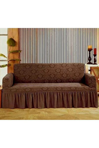 Sale4u Elastic Sofa Cover for 3-Seater, Jacquard Model, Brown