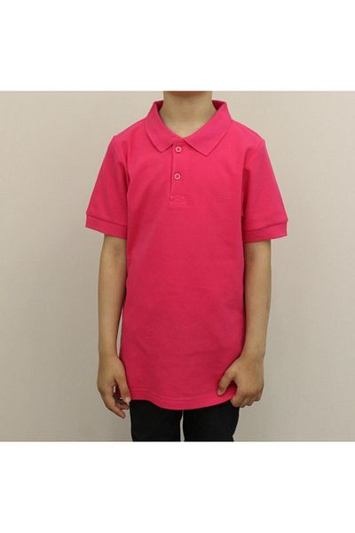 Bonnie Clyde Children's 100% Cotton Solid Color Polo Collar Short Sleeve T-Shirt Pink - Pink - Bcp1.Scmhpnolo-Pem