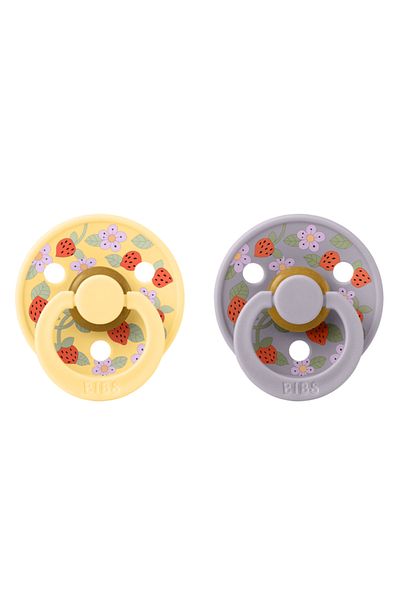 Bibs x LIBERTY - Set de 2 suzete Color Latex, tetină rotundă, 0 luni+ - Unt pal/Gri fosil