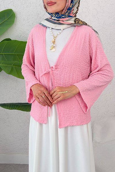 Salih Çelebi Bürümcük Kimono 2360 - Pink