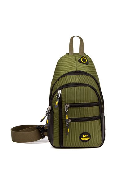 Newish Polo Men's Fabric USB Headphone Outlet Bodybag Chest and Shoulder Bag - Khaki