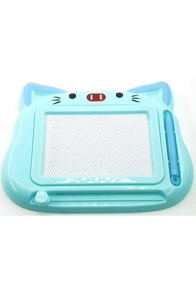 CLICK Magnetic Writing and Drawing Board, Cat Model with Stylus, 23.2x18.5 cm, Blue