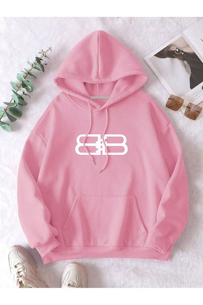 StartMore Pink Unisex Men/Women Bb Colorful Custom Printed Oversize Hoodie