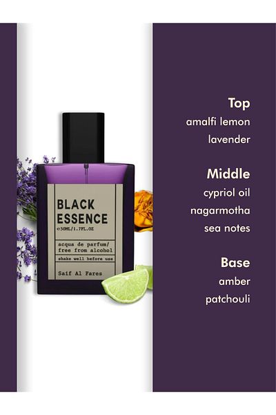SAIF AL FARES Black Essence Perfume for Men & Women (Citrus, Floral, Fresh) 50ML