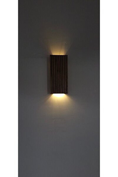 Trend KenT Ahşap Dekoratif Ledli Aplik Duvar Balkon Antre Aksesuarı Otel Cafe Villa Bohem Rustik Dekor Pilhariç