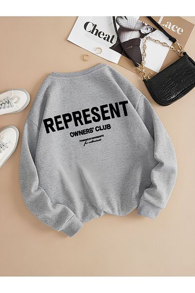 StartMore Gray Unisex Men/Women Colorful Represent Custom Printed Oversize Cotton Crew Neck