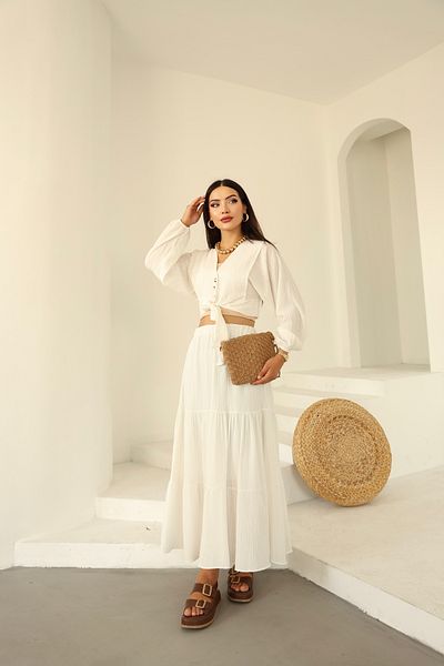 Vegove Wrap Skirt Suit Ecru