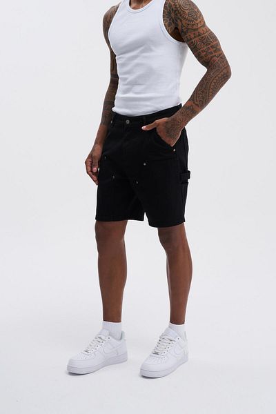Machinist Men's Oversize Black Short Shorts