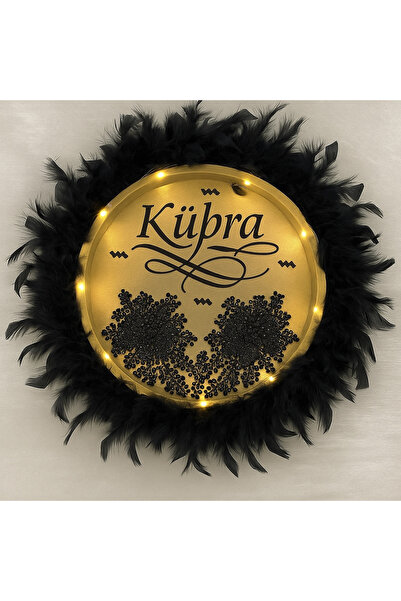 Evsay Ledli Şeffaf İsimli Gelin Tefi Vip Güpürlü Ve Tüylü Düğün Kına Nedime Bride Parti Defi Şeffaf pvcli