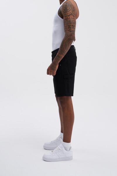 Machinist Ανδρικό κοντό μαύρο σορτς oversize