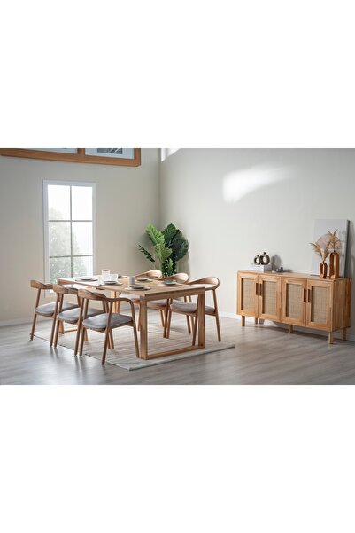 Vivense ATLAS MASİF YEMEK ODASI TAKIMI, BEJ