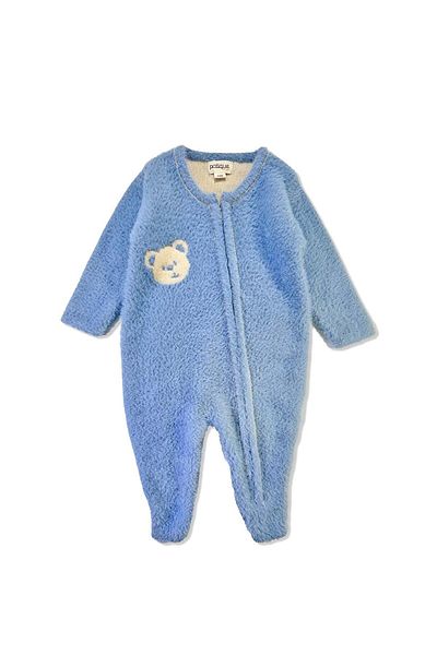 Uludağ Triko Baby Welsoft Jumpsuit with Baby Blue Teddy Bear