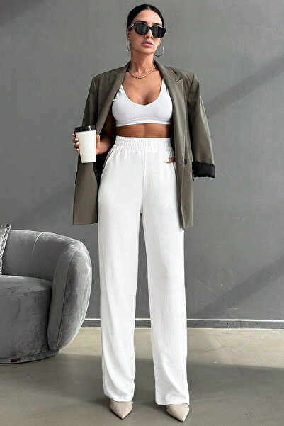 KIREK Γυναικείο παντελόνι με ψηλόμεσο φαρδύ πόδι με τσέπες