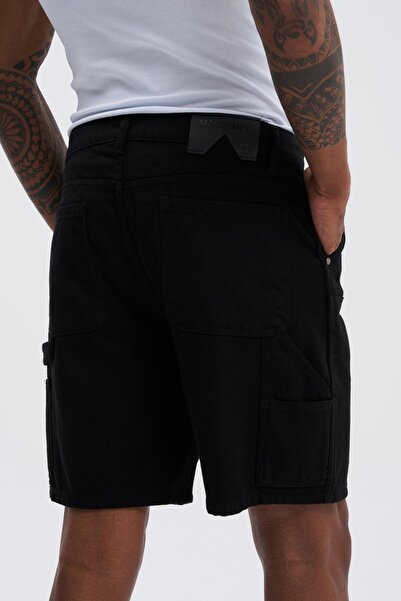 Machinist Ανδρικό κοντό μαύρο σορτς oversize