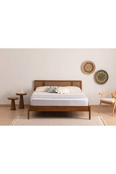 Vivense İZABELYA HAZERAN BAŞLIKLI AHŞAP KARYOLA, CEVİZ, 100x200