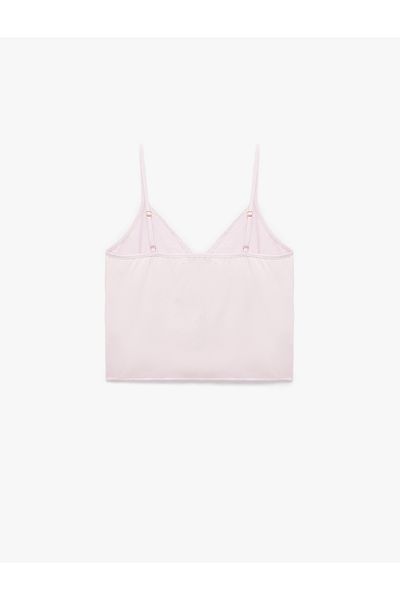 Koton Top de pijama din satin cu bretele subțiri cu detaliu de fundă din dantelă