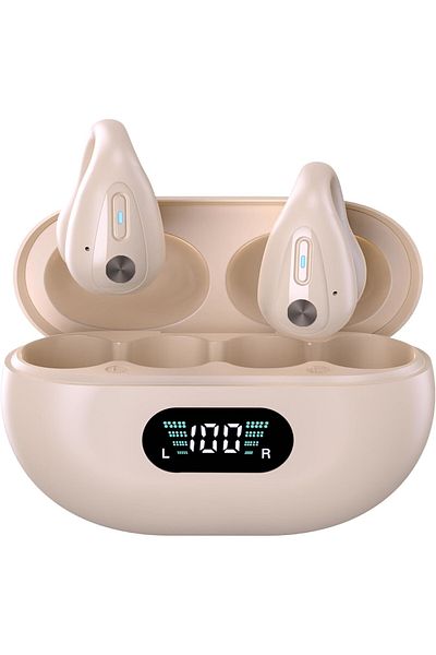 Vichema Tech Wireless Audio Headphones, HI-FI sound quality, Vichema Tech® LY6, Bluetooth 5.3, Ear clips, Beige