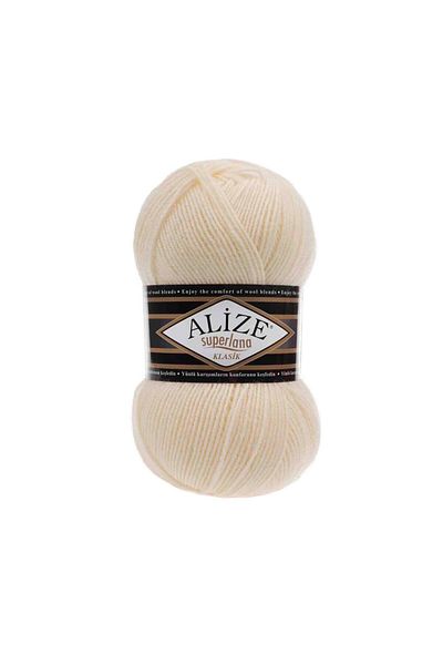 Alize Superlana Classic Hand Knitting Yarn 100g – 75% Acrylic 25% Wool – Color No: 01 – Cream