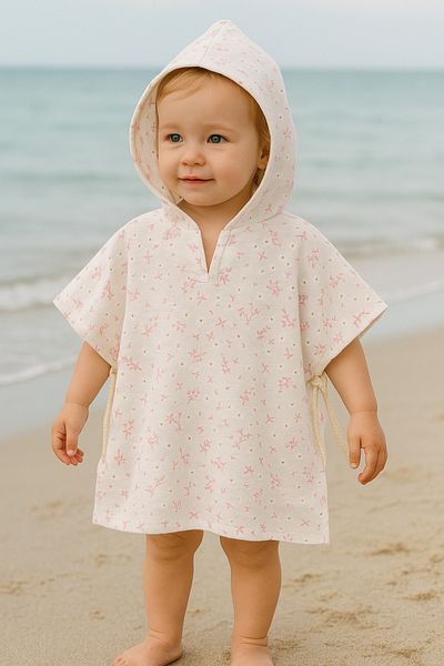 enes baby Double Layer Muslin Spring Branch Daisy Children's Sea Pool Poncho