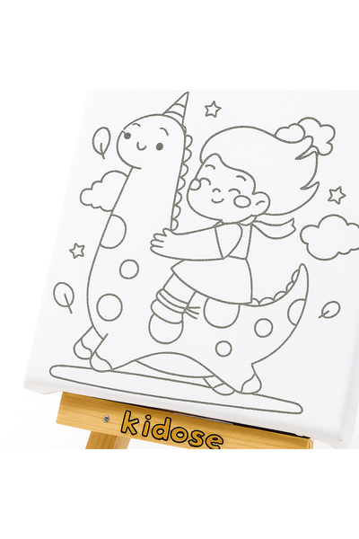 KİDOSE Educational Space Canvas Painting Kit - Wooden Knight Painting Kit - Dinosaur Painting Kit