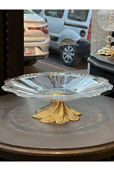 Diamond Porselen Nişan Çikolata Tepsisi – Altın Ayaklı Kristal Sunum Tabağı |...