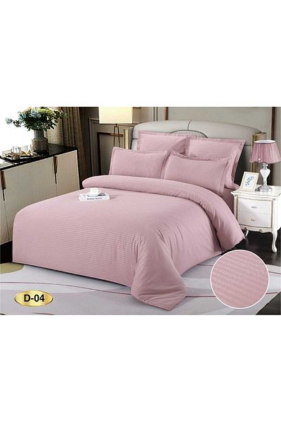 Sale4u Set Lenjerie de Pat Damasc, Bumbac 100%, 6 Piese, Cearceaf cu Elastic, Confort și Eleganță, Roz