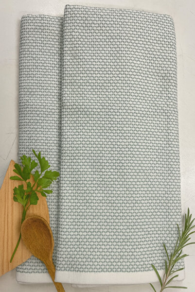 Sera Royal طقم منشفة مطبخ مكون من 2 – 50x70 سم 100% قطن منسوج على شكل وافل