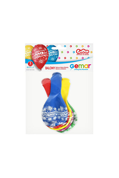 Godan Set 5 baloane Happy Birthday 12"/30cm GS110/P041