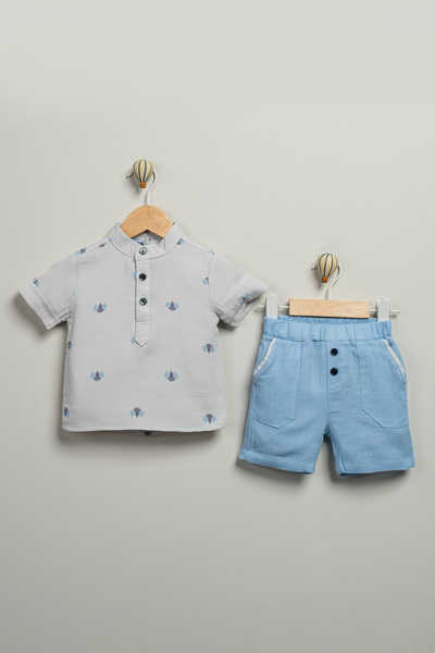 Minitrio Boys' Baby & Kids 2-Piece Patterned Shirt and Shorts Set