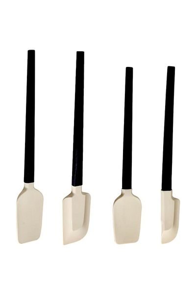 CLICK Set 4 Ustensile de Bucatarie, din Silicon si Lemn Click, Spatule de Diferite Dimensiuni, Termorezist