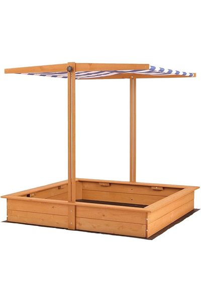 PROCART Nisip cu acoperiș reglabil, 118x118x118 cm, lemn de brad,