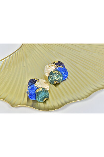 NARRU Handmade earrings, blue, green, gold, Calisto