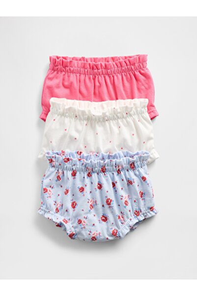 GAP Bebek Pembe 3'lü Organik Pamuk Volanlı Şort Seti