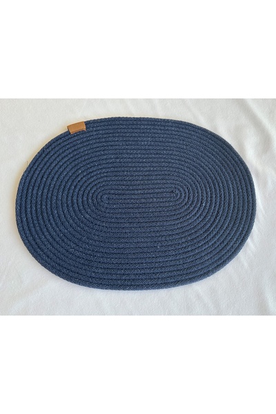 HHKARTS Jute Placemat, Table Decor Supla Oval Navy Blue 30X40 Set of 8