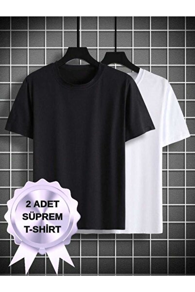 THE WHITE Tricou bărbătesc cu guler rotund, pachet de 2