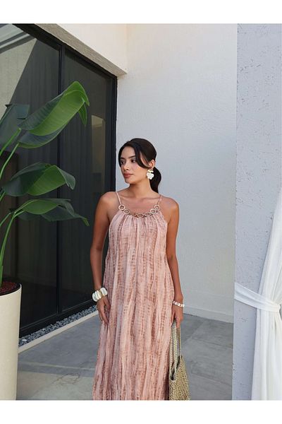 ESRAHELVACI Rochie din tul cu model cu accesorii pentru guler