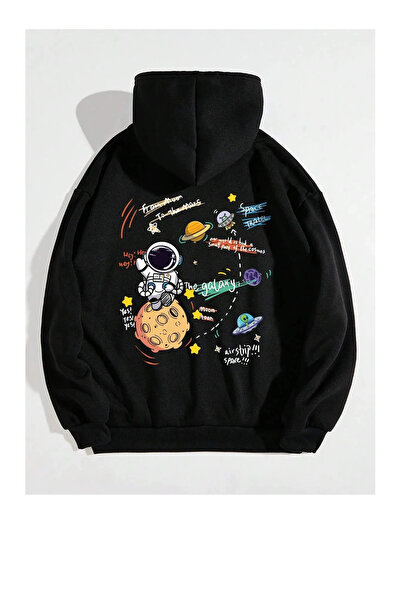 StartMore Black Unisex Women/Men Galaxy Colorful Custom Printed Cotton Oversi...