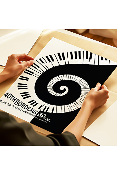 ARTHOUSECOLLECTIVE Piano Poster - Bordeaux Jazz Festival , Music Poster - Table Sizes Frameless Poster