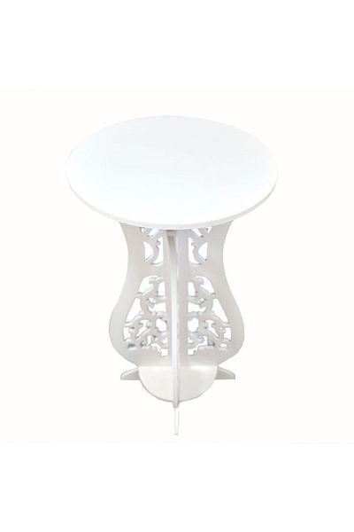 FOXMAG24 Masă de cafea fixă, din MDF, cu elemente decorative, dimensiuni 75 X 36 cm, albă
