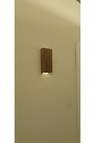 Trend KenT Ahşap Dekoratif Ledli Aplik Duvar Balkon Antre Aksesuarı Otel Cafe Villa Bohem Rustik Dekor Pilhariç