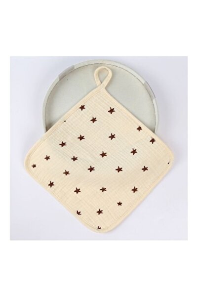 CLICK Prosop absorbant din bumbac pentru bebeluși, 25x25 cm, model stea, cu a...